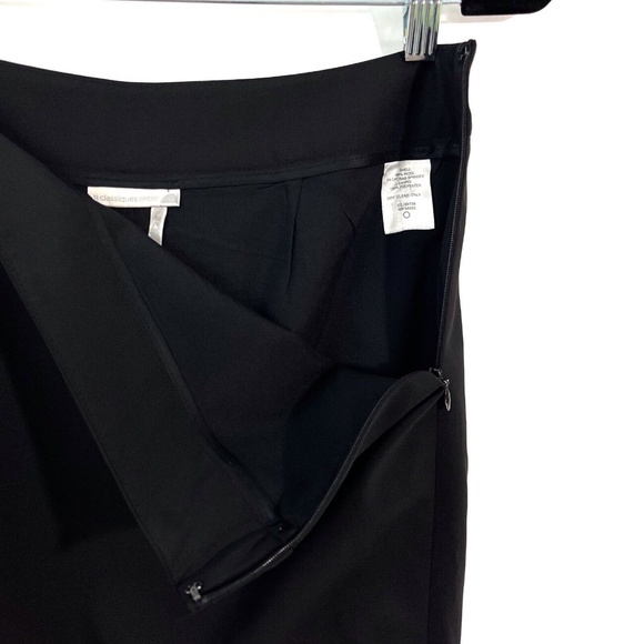 Classiques Entier Women’s Size 10 Medium Solid Black Wool Blend Pencil Skirt - Picture 3 of 9